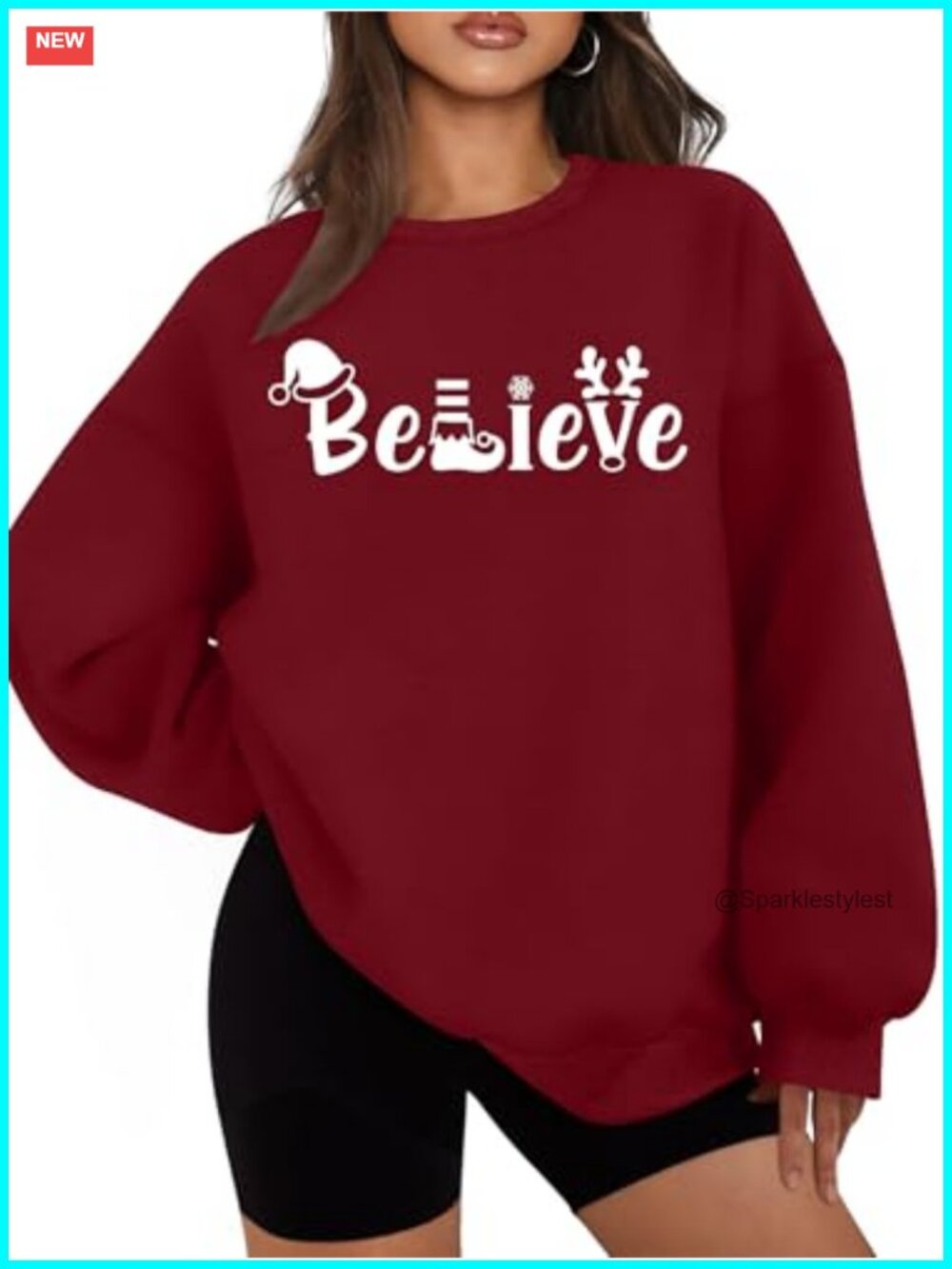 Believe Christmas Plaid Print Tree Sweatshirt Womens Long Sleeve Holiday